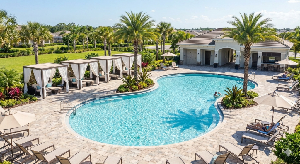 Exterior view of a modern estate highlighting Jeddah Al Basateen luxury villas with pools sale