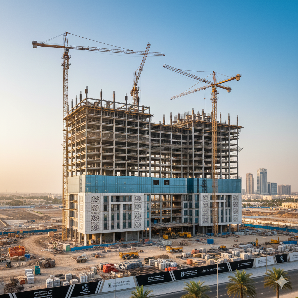 Modern architectural rendering of a luxury apartment building in Al-Narjis, a key area for off-plan properties Riyadh North Corridor. - Off-plan properties Riyadh North Corridor