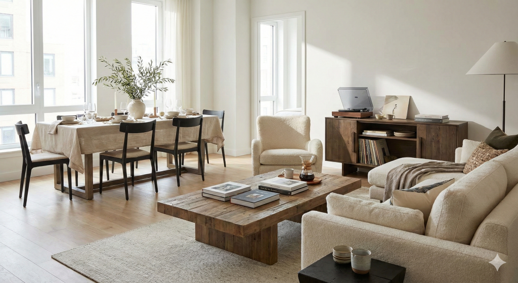 تصميم داخلي حديث لشقق وارفة ريزيدنس في حي المغرزات.