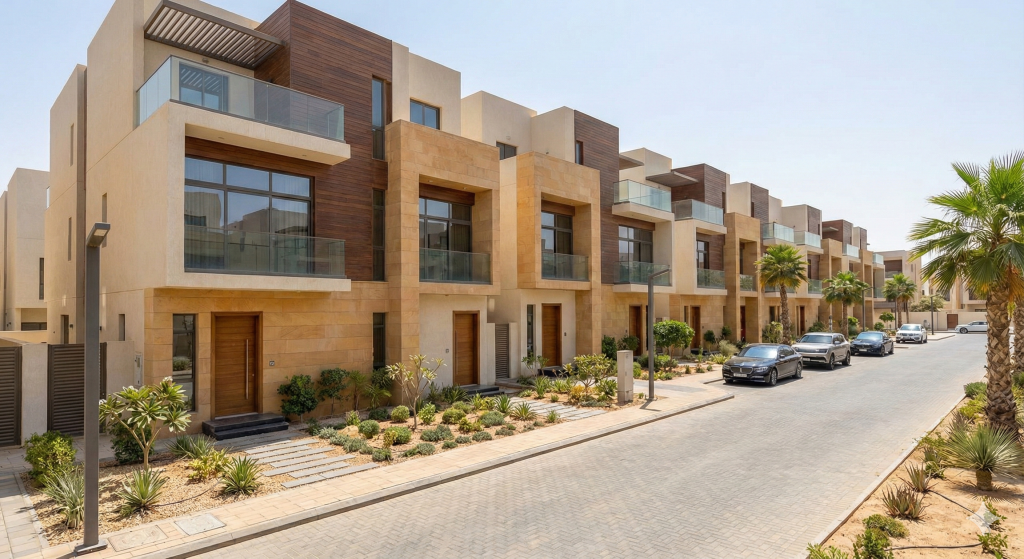 مجسم لأحد المشاريع السكنية النوعية التي تديرها شركة راكز العقارية في شمال الرياض.