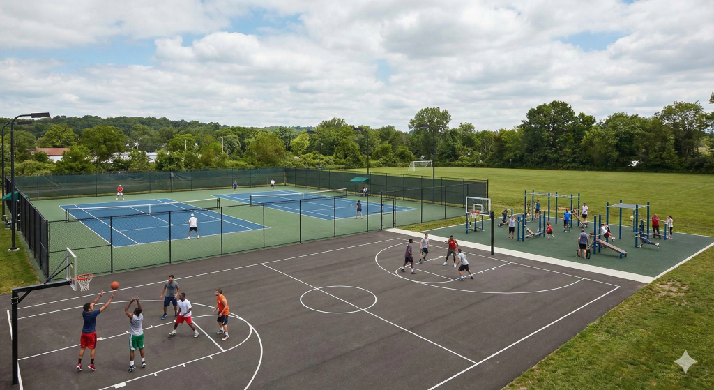 ممشى تجاري داخل منطقة تاون سكوير يعكس نمط الحياة العصري.