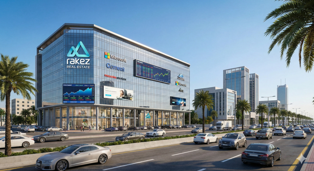 واجهة تجارية على الطريق الدائري الشرقي تعكس النشاط الاستثماري في المنطقة.